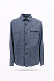 Overshirt tre tasche cotone lino blu mélange