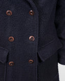 Double-breasted women's coat in antique Casentino wool