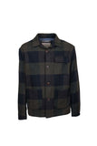 THREE POCKET OVERSHIRT IN GREEN/BROWN CHECK WOOL