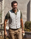 Gilet iconico in cotone lino - riga