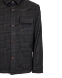 THREE POCKET OVERSHIRT IN BLUE/GREEN CHECK WOOL